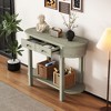 Elegant Retro Console Table with Curved Design and Smooth Glaze for Entryways, Living Rooms and hallways (Grey) - 2 of 4