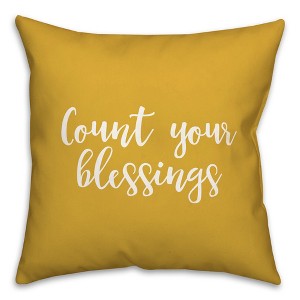 Creative Products Count Your Blessings in Mustard 18 x 18 Spun Poly Pillow - 1 of 3
