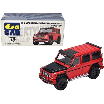 Mercedes-Benz AMG G63 LB Works Wagon Red with Carbon Hood 1/64 Diecast Model Car by Era Car