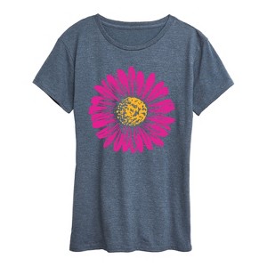 Women's - Instant Message - Pink Yellow Daisy Short Sleeve Graphic T-Shirt - 1 of 4