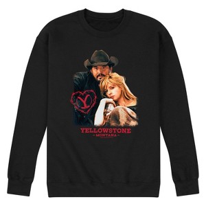 Men's - Yellowstone - Rip And Beth Montana Valentine Graphic Fleece Sweatshirt - 1 of 4