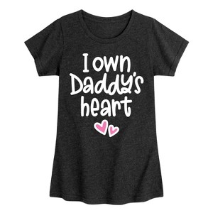 Girls' - Instant Message - I Own Daddy's Heart Fitted Short Sleeve Graphic T-Shirt - 1 of 4