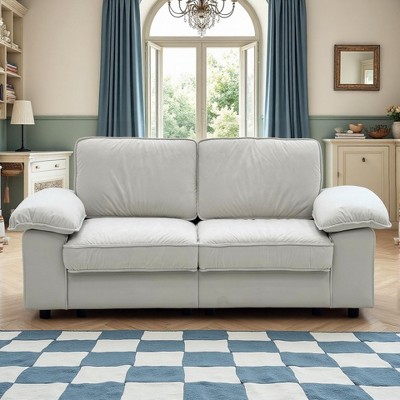 VASIP 78" Black Faux Leather Loveseat,Compact Sofa with Hidden Storage for Small Apartment, Living Room