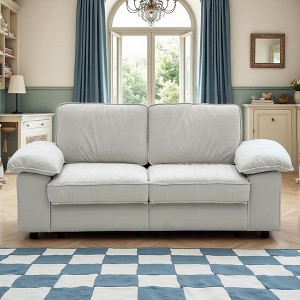 VASIP 78" Black Faux Leather Loveseat,Compact Sofa with Hidden Storage for Small Apartment, Living Room - 1 of 4