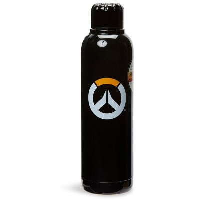 Just Funky Overwatch Logo Black Double Wall Stainless Steel Water Bottle | Holds 17 Ounces