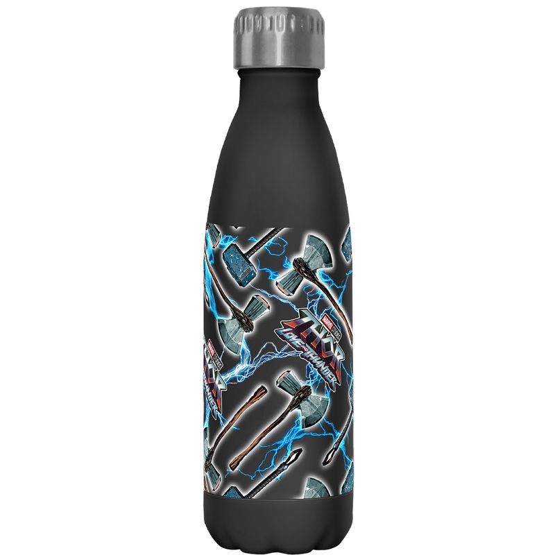 Marvel: Thor: Love and Thunder Stormbreaker and Mjolnir Electric Pattern Stainless Steel Water Bottle, 1 of 3