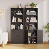 5-Tier Wooden Bookshelf with Cabinet Doors, Freestanding Bookcase and Storage Organizer for Home Office or Living Room ¨C Black - 2 of 4