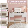 Makeup Vanity Desk with Lights and Stool, Vanity Desk with Flip Top and Mirror, Vanity Desk with Center Cabinet and 4 Drawers 3 Lighting Modes, Gold - 4 of 4