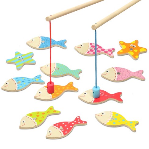 GeeksHive: Let's Go Fishing Game - Magnetic Fishing Playset with 10 Fish, 1  Shark and 2 Poles - Floor Games - Games - Toys & Games