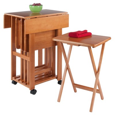 Sophia Transitional Teak 5-Piece Snack Table Set