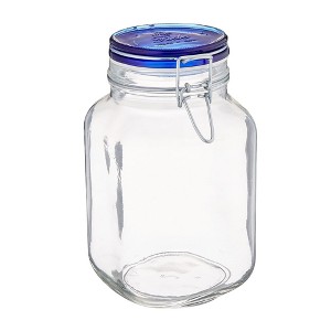 Bormioli Rocco Fido Jar with Blue Lid, Made of Premium Quality Italian Glass, Airtight Seal with Gasket - 1 of 4