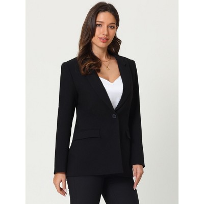 INSPIRE CHIC Women's Professional One Button Classic Work Business Suit Blazer Large Black — фото 3