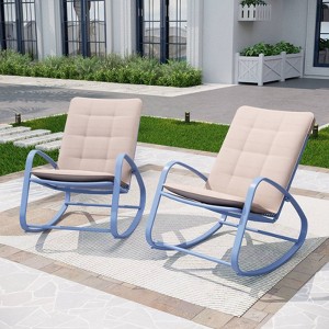 2pc Patio Modern Rocking Chair - Blue - Captiva Designs: Outdoor Seating with Powder-Coated Steel Frame & Polyester Cushions - 1 of 4