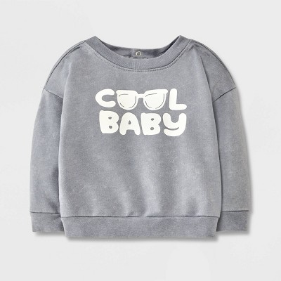 Image of Baby Cool Graphic Sweatshirt - Cat & Jack™ Gray 3-6M
