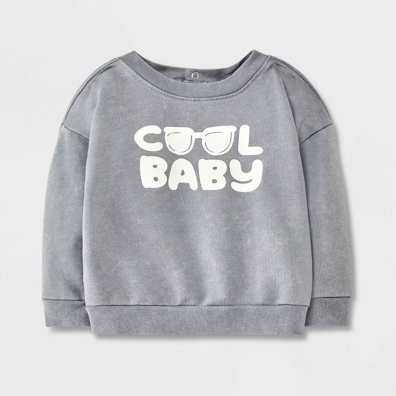 Baby Cool Graphic Sweatshirt - Cat & Jack™ Gray, 1 of 7