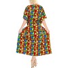 LA LEELA Women's House Daily Routine Evening Wear Holiday Casual Loungewear Loose Caftan Slit Dress Maxi House Sleep Shirt for Women 2X-3X Red, Floral - 3 of 4