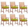 vidaXL Patio Chair Set of 6 Bright green Solid acacia wood, 100% polyester - 2 of 4