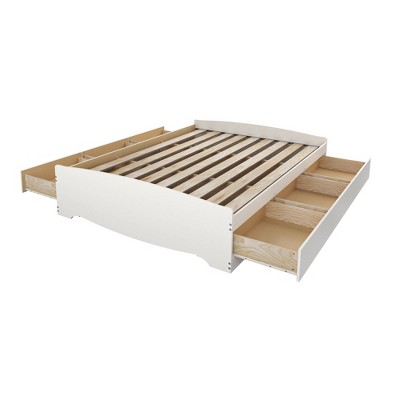 Queen Mate's Platform Storage Bed with 6 Drawers White - Prepac: Laminated Composite Wood, No Box Spring Required