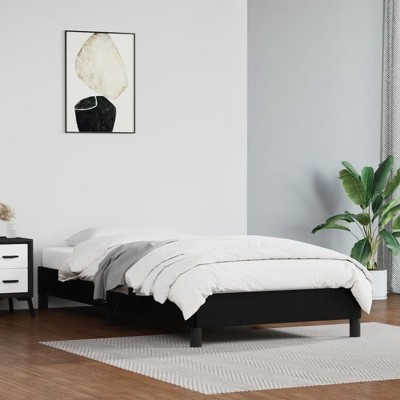 vidaXL Faux Leather Twin Bed Frame - Sturdy & Easy Assembly, Black Color, Modern Design, Durable Material, Single Sized Bed