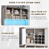 SinCiDo Modern 72" Tall Storage Hutch Wine Bar Cabinet, Fluted Coffee Bar w/LED Lights, 10 Tier Storage Shelf & 9 Grid Wine Glass Rack - 3 of 4