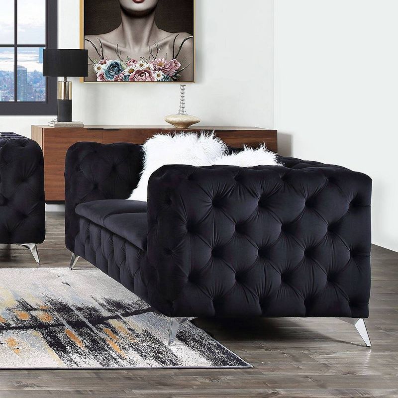 68&#34; Phifina Sofa Black Velvet - Acme Furniture, 1 of 10