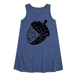 Girls' - Instant Message - Tree And Acorn Graphic Sleeveless Aline Dress - 1 of 4
