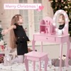 Kids Vanity, Vanity Desk with Mirror Lights, Girls Vanity with Drawers & 3 Light Modes, Wooden Princess Makeup Desk Dressing Table - 4 of 4