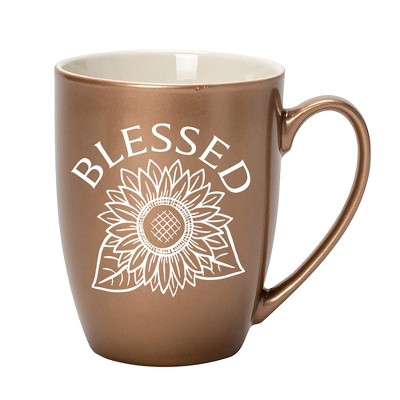 Elanze Designs Blessed Sunflower Bronze 10 ounce New Bone China Coffee Cup Mug
