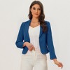 INSPIRE CHIC Women's Open Front Office Long Sleeve Lightweight Printed Floral Crop Suit Blazer - 2 of 4