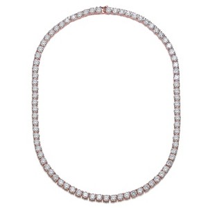 Guili 4mm Tennis Necklace in White, Gold, or Rose Gold with Clear Cubic Zirconia for Radiant Shine and Timeless Elegance at Formal Occasions. - 1 of 3