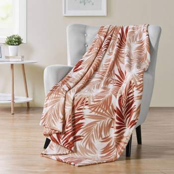 50"x70" Oversized South Beach Tropical Leaf Plush Throw Blanket - VCNY Home