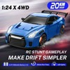RC Drift Car, 1: 24 Remote Control Car , 20KM/H 4WD High Speed RC Cars with Lights, Extra Racing Tires, Blue - 2 of 4