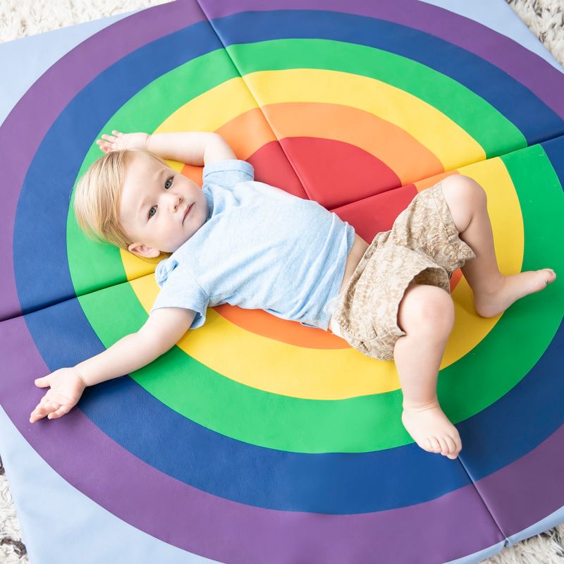 ECR4Kids SoftZone Quad Fold-N-Go Activity Mat, Colorful Toddler Tummy Time Foam Mat, 5 of 12