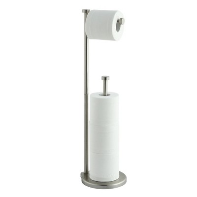 LunaLulinlk Free Standing Toilet Paper Holder Stand with Reserve; Brush Nickel