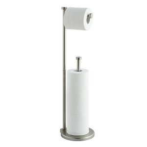 LunaLulinlk Free Standing Toilet Paper Holder Stand with Reserve; Brush Nickel - 1 of 4