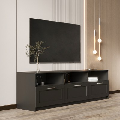 TV Stand For TVs Up to 80", Entertainment Center with 3 Drawers & Open Shelves, Modern TV Console Table for Living Room Bedroom Office