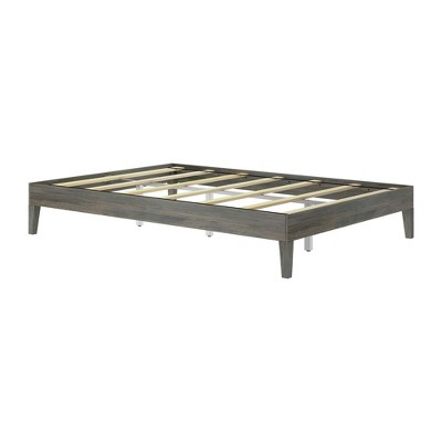 Driftwood Queen Solid Pine Platform Bed Frame with Drawer