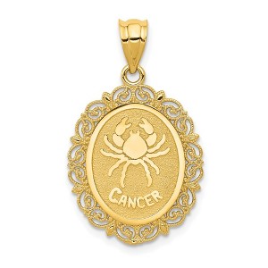 Black Bow Jewelry 14k Yellow Gold Filigree Oval Cancer the Crab Zodiac Pendant, 20mm - 1 of 4