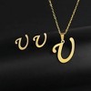 Initial Letter Pendant Necklace Earrings Set for Women Gold Plated Stainless Steel by Ginger Lyne - 2 of 4
