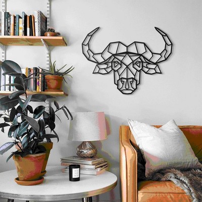 Bull Head Metal Wall Art – Metal Wall Decor – Home Office and Living Room Decoration
