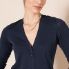Women's Lightweight V-Neck Cardigan Sweater Soft Knit Button Front Long Sleeve Open Front Casual Comfortable Sweaters Top - 3 of 4