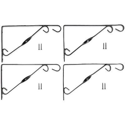 Juvale 4-Pack Metal Wall Hanging Plant Bracket Hanger Hook for Garden Planter Lanterns, Black 12"