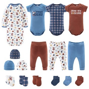 The Peanutshell Yellowstone 16-Piece Newborn Baby Layette Gift Set in Blue/Red, 0-3 Months - 1 of 4