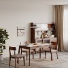 Vynxaria Walnut solid oak and white slate round corner diagonal leg telescopic table 1.2-1.5m, for 6-8 people to meet Dining table wood (walunt) - 4 of 4