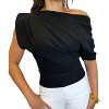 Women's Asymmetric Off-the-shoulder Top - DELUC - 2 of 4