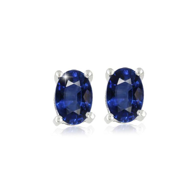 Pompeii3 1 1/4ct Oval Blue Sapphire Studs 14K White Gold, 1 of 4