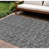 Gray Charcoal And Silver Floral Washable Indoor Outdoor Area Rug - 2 of 4