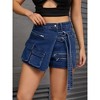 INSPIRE CHIC Women's Denim Zipper Decor Cargo Pockets Y2K High Waisted Faux Wrap Jean Skirts - 2 of 4
