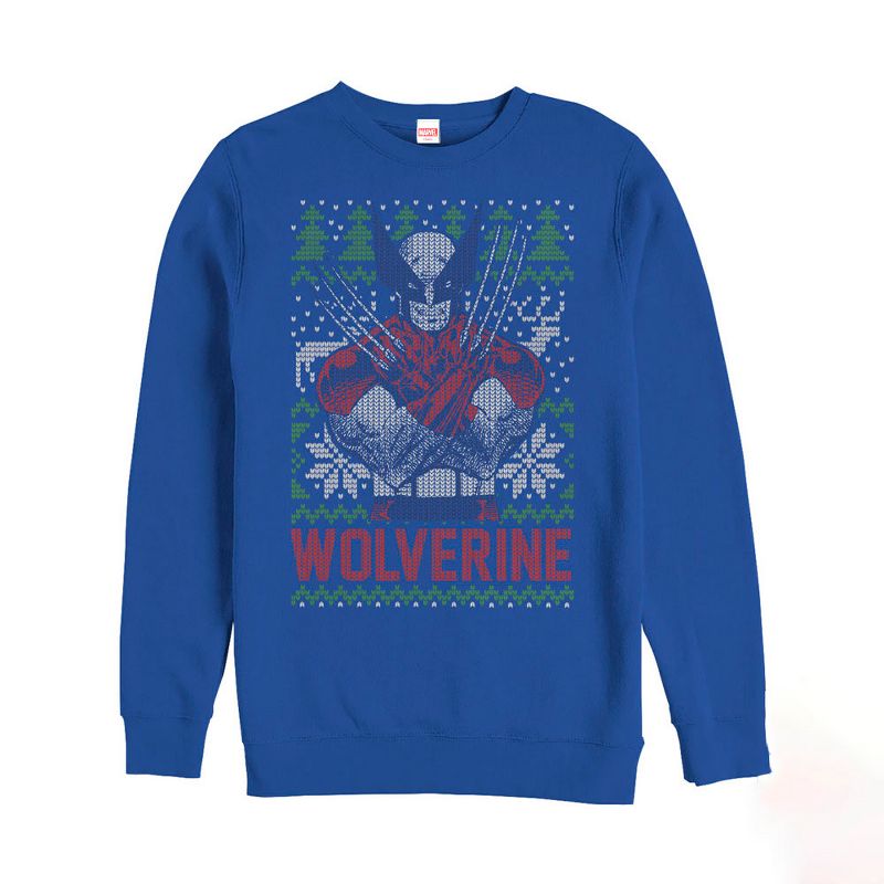 Men's Marvel Ugly Christmas X-Men Wolverine Sweatshirt, 1 of 4