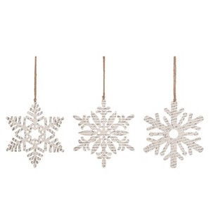 Transpac Large Metal Snowflake Ornament Set of 3 Christmas Home Decorations - 1 of 1